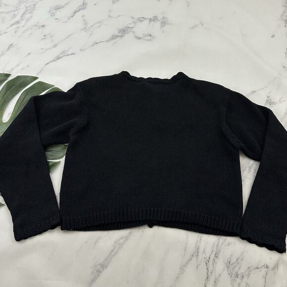 Michelle Stuart Womens Vintage 90s Cardigan Sweater Size M Black Yellow Floral - Picture 7 of 11